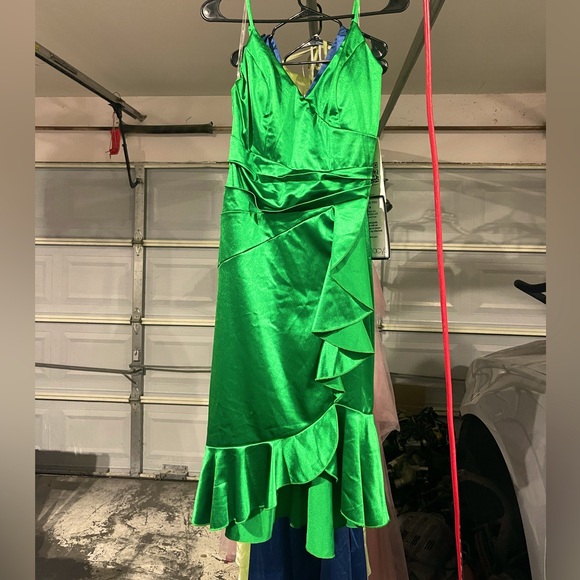 Green Satin Dress - Picture 2 of 3